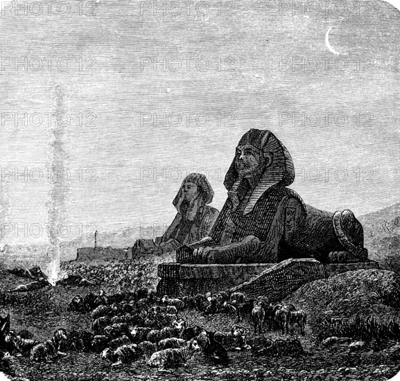 Great Sphinx of Giza, history of mankind, depiction of a lion with human head, erected in the 4th