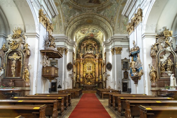 Interior of the baroque parish church Mariahilfer Kirche in Vienna, Austria, Europe