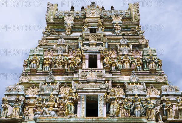 Close-up of the Hindu Sri Muthumariamman Temple, Matale, Central Province, Sri Lanka, Asia