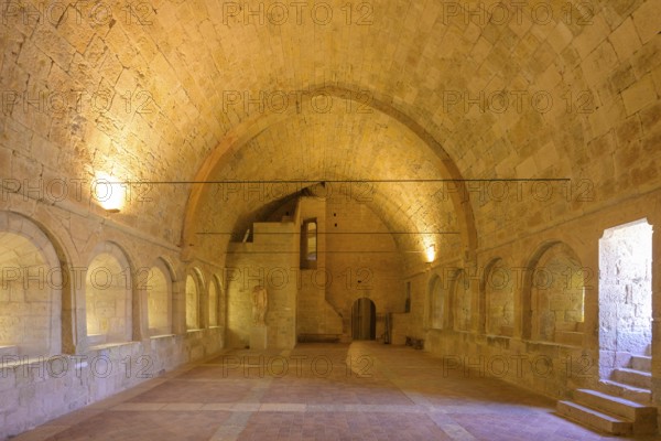Dormitory, Romanesque Cistercian abbey Le Thoronet, Département Var, France, Europe