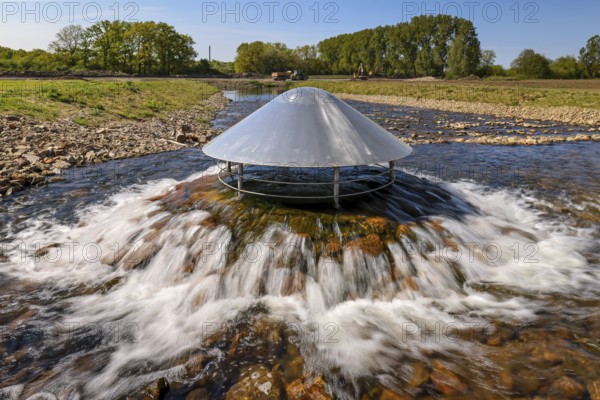 Haltern, North Rhine-Westphalia, Germany, flood protection on the River Lippe. Groundwater from the