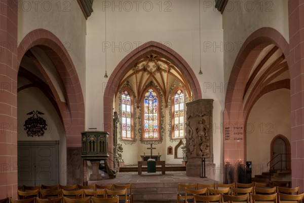 Protestant town church of the late Gothic period, nave and choir of the pseudo-basilica, mixture of