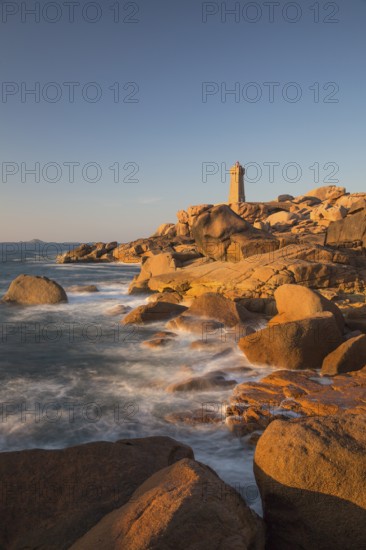 Lighthouse Mean Ruz at Ploumanach, Cotes d'Armor in the last evening light