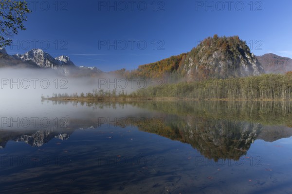 Autumn mood at lake Almsee, Grünau, Austria, Totes Gebirge, Europe