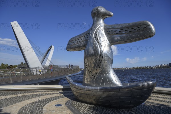 Aluminium sculpture First Contact by Laurel Nannup, Elisabeth Quay, Port, Perth, State of Western