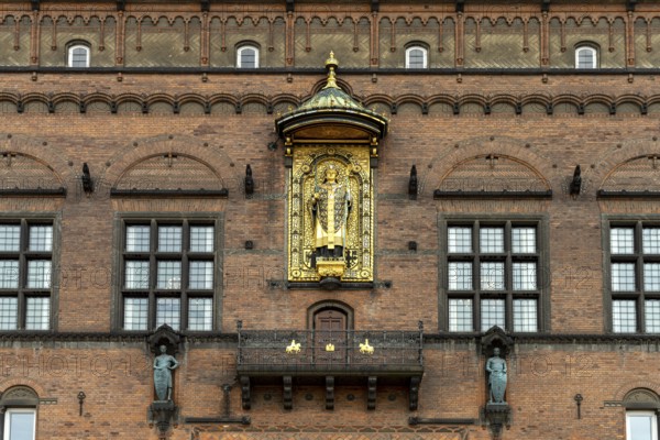 Figure of Bishop Absalon at Copenhagen City Hall on City Hall Square, Copenhagen, Denmark, Europe