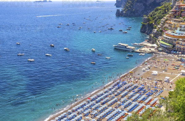 Scenic views of Positano Italian colorful architecture and landscapes on Amalfi Coast in Italy