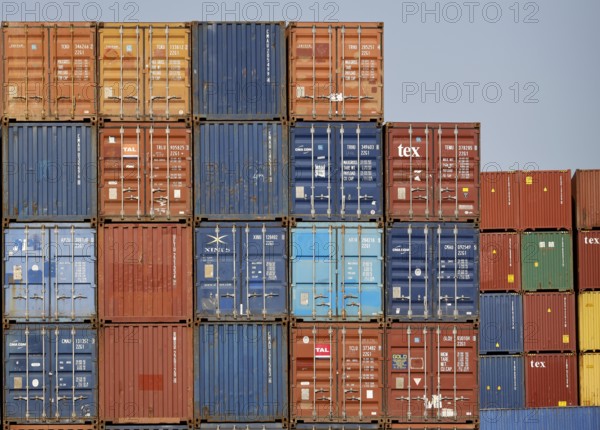 Duisburg, Ruhr area, North Rhine-Westphalia, Germany - Duisburg harbour, containers at the