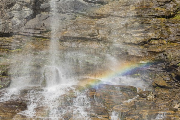 Rainbow. Melnikfall, a waterfall located at the Malta Hochalm road. Carithia, Austria, Europe