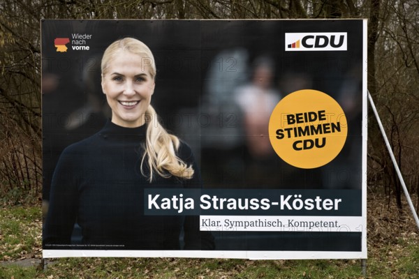 Large poster for the 2025 Bundestag election by the CDU with Katja Strauss-Köster, Witten, Ruhr