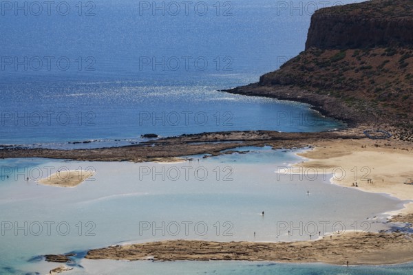 Beach and bay of Balos, Gramvousa peninsula, Kolimbari, West Crete, Crete, Greece, Europe