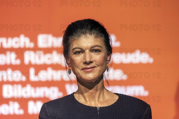 Sahra Wagenecht during her election campaign speech, portrait. Election event of the party Bündnis