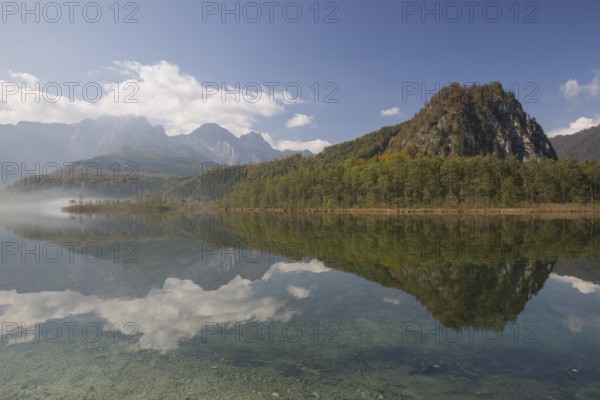 Autumn mood at lake Almsee, Grünau, Austria, Totes Gebirge, Europe