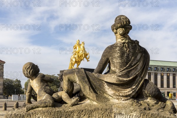 Group of figures from the eastern Nymph Fountain with the Golden Horseman, Neustädter Markt,