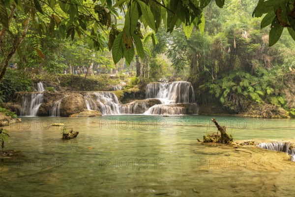 The multi-levelled Kuang Si waterfall near Luang Prabang, Laos, Asia