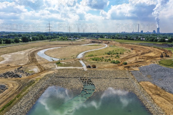 Dinslaken, Voerde, North Rhine-Westphalia, Germany, Emscher estuary into the Rhine. Construction