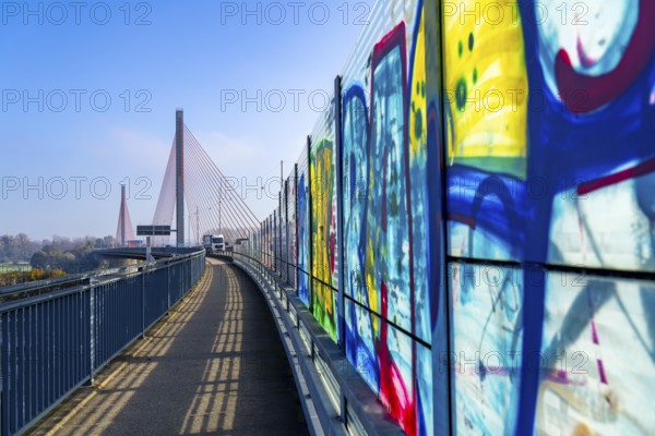 Friedrich Ebert Bridge over the Rhine near Bonn, also known as the North Bridge, motorway bridge on