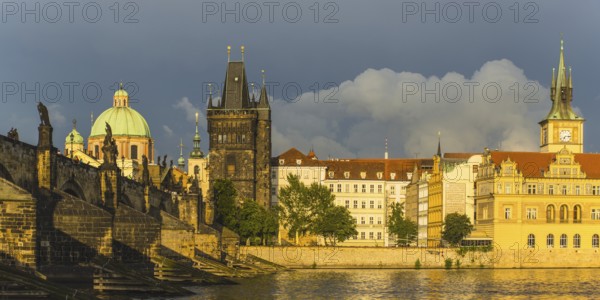 Vltava River with Charles Bridge, Karluv most, Old Town Bridge Tower, Bedrich Smetana Museum in the