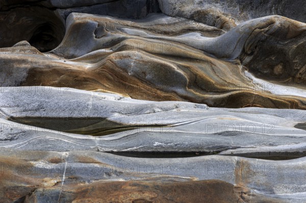 Rocks, rock structures, Verzasca River, near Lavertezzo, Verzasca Valley, Valle Verzasca, Canton