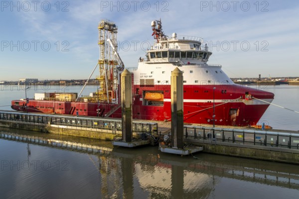 Dina Polaris built 2017 integrated geotechnical survey multi-purpose vessel at quayside, River