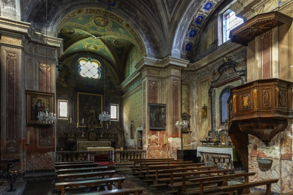 Parish church of Sant'Anna, 1747-1753, interior view, mountain village of Rasa, Centovalli, Canton