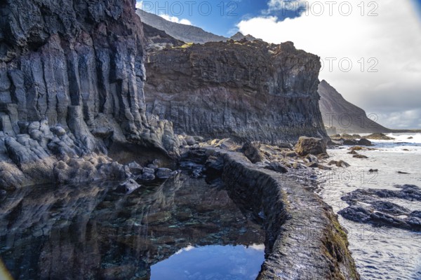 The natural volcanic pool Charco de la Laja, El Hierro, Canary Islands, Spain, Europe