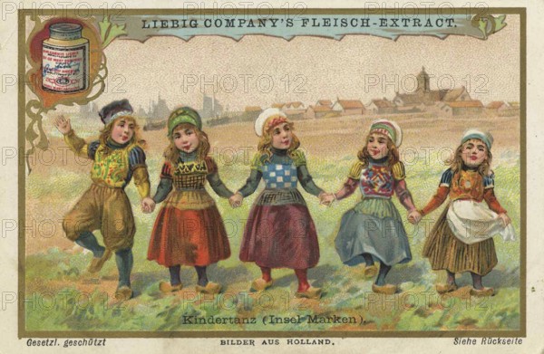Picture series Pictures from Holland, Children's dance on the island of Marken, Liebig picture,