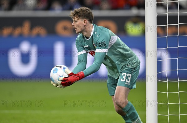 Goalkeeper Alexander Nübel VfB Stuttgart (33) Action PreZero Arena, Sinsheim, Baden-Württemberg,