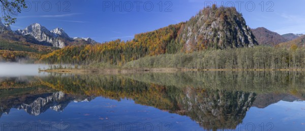 Autumn mood at lake Almsee, Grünau, Austria, Totes Gebirge, Europe