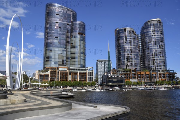 Skyline at Elisabeth Quay, harbour, Perth, State of Western Australia, Australia, Oceania