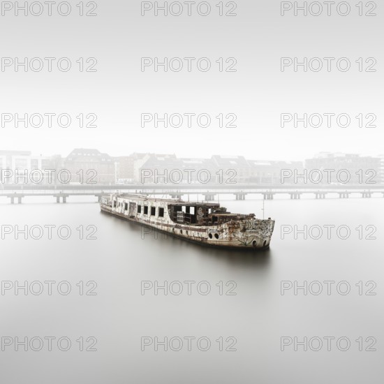 MS Dr Ingrid Wengler, shipwreck in the Osthafen harbour in Berlin, Germany, Europe, 2021, Europe