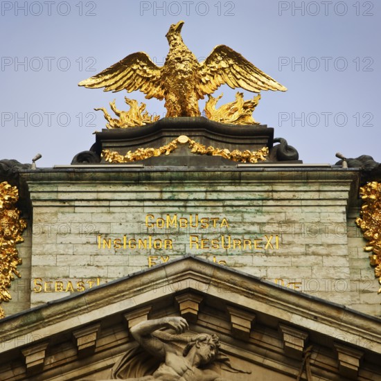 Baroque façade of the guild house La Louve, Guild of Archers of St Sebastian, Grand-Place, Grote