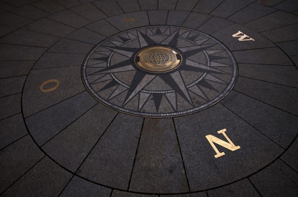 Compass and plaque for various city partnerships, twinned cities of the state capital Stuttgart,