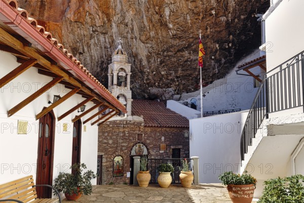 Greek Orthodox Monastery of Elona, Moni Elonis on the cliffs, Parnon Mountains, Arcadia,