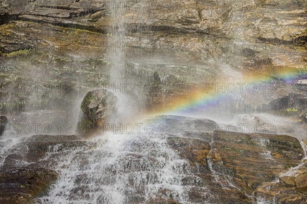 Rainbow. Melnikfall, a waterfall located at the Malta Hochalm road. Carithia, Austria, Europe