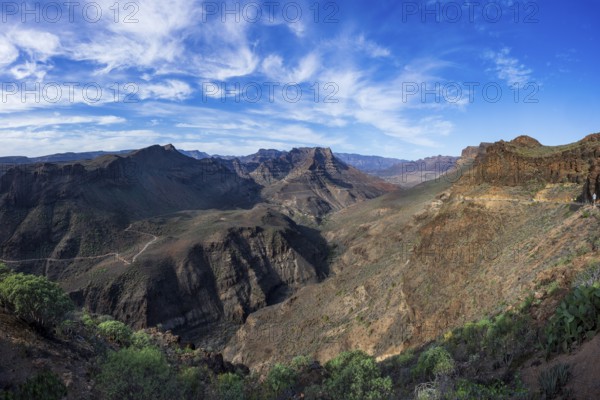 View of the Barranco de Fataga from the Degollade de las Yeguas viewpoint, Gran Canaria, Canary