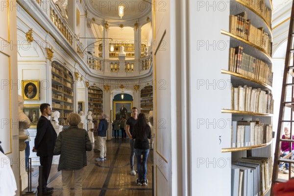 Central Rococo Hall of the Duchess Anna Amalia Library in Weimar, Thuringia, Germany, Europe