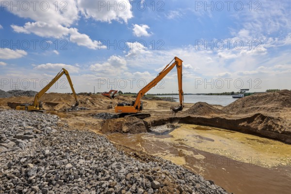 Dinslaken, Voerde, North Rhine-Westphalia, Germany, Emscher estuary into the Rhine. Construction