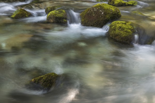 Flowing water of the Schwarzbach creek, Golling Waterfall, Golling an der Salzach