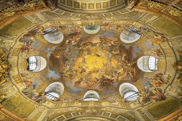 Ceiling frescoes in the State Hall of the Austrian National Library in Vienna, Austria, Europe