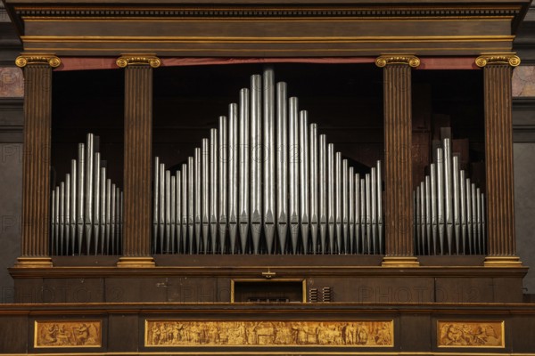 Organ, Catholic Church Collegiata di San Vittore, interior view, Cannobio, Lago Maggiore, Province