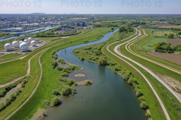Haltern-Marl, North Rhine-Westphalia, Germany, Lippe, Flood protection in the