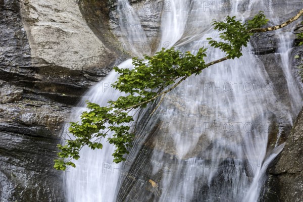 Waterfall near Sonogno, Verzasca Valley, Valle Verzasca, Canton Ticino, Switzerland, Europe