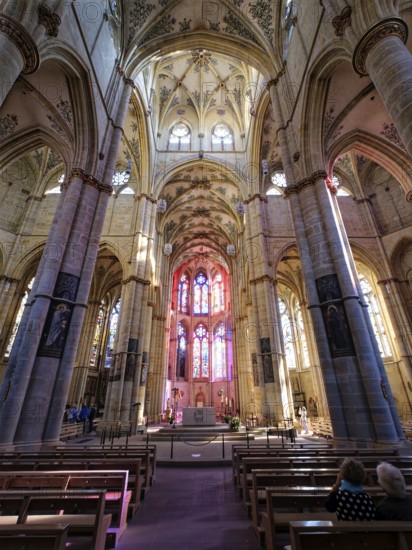 Interior view of the Church of Our Lady. The basilica is part of the UNESCO World Heritage Roman