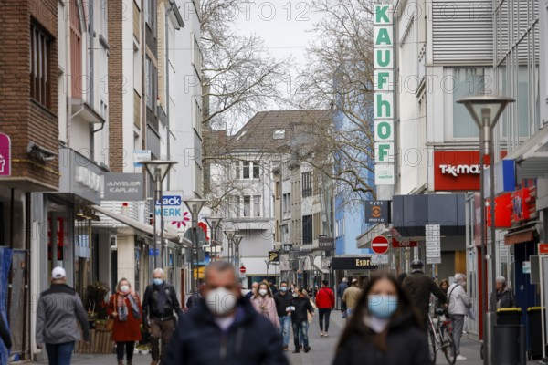 Krefeld, North Rhine-Westphalia, Germany - Krefeld city centre in times of the corona crisis during