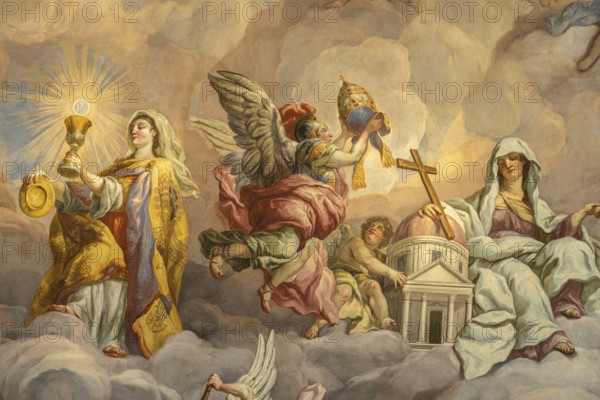 Fresco in the dome of the baroque Karlskirche church in Vienna, Austria, Europe