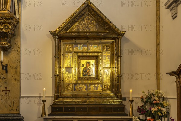 Icon in the interior of St Dionysius Catholic Church, Krefeld, North Rhine-Westphalia, Germany,