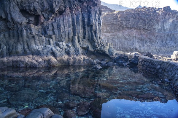 The natural volcanic pool Charco de la Laja, El Hierro, Canary Islands, Spain, Europe