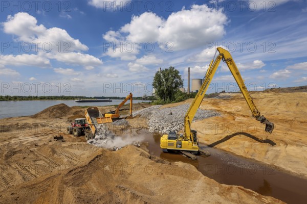 Dinslaken, Voerde, North Rhine-Westphalia, Germany, Emscher estuary into the Rhine. Construction