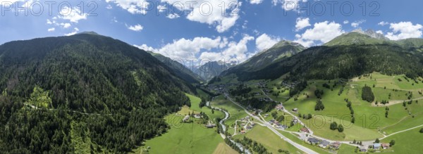 Aerial view, Virgental Valley, Hohe Tauern, East Tyrol, Tyrol, Austria, Europe
